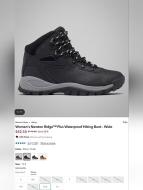 WOMEN'S COLUMBIA NEWTON RIDGE + WIDE HIKING BOOT NIB/WORN ONCE